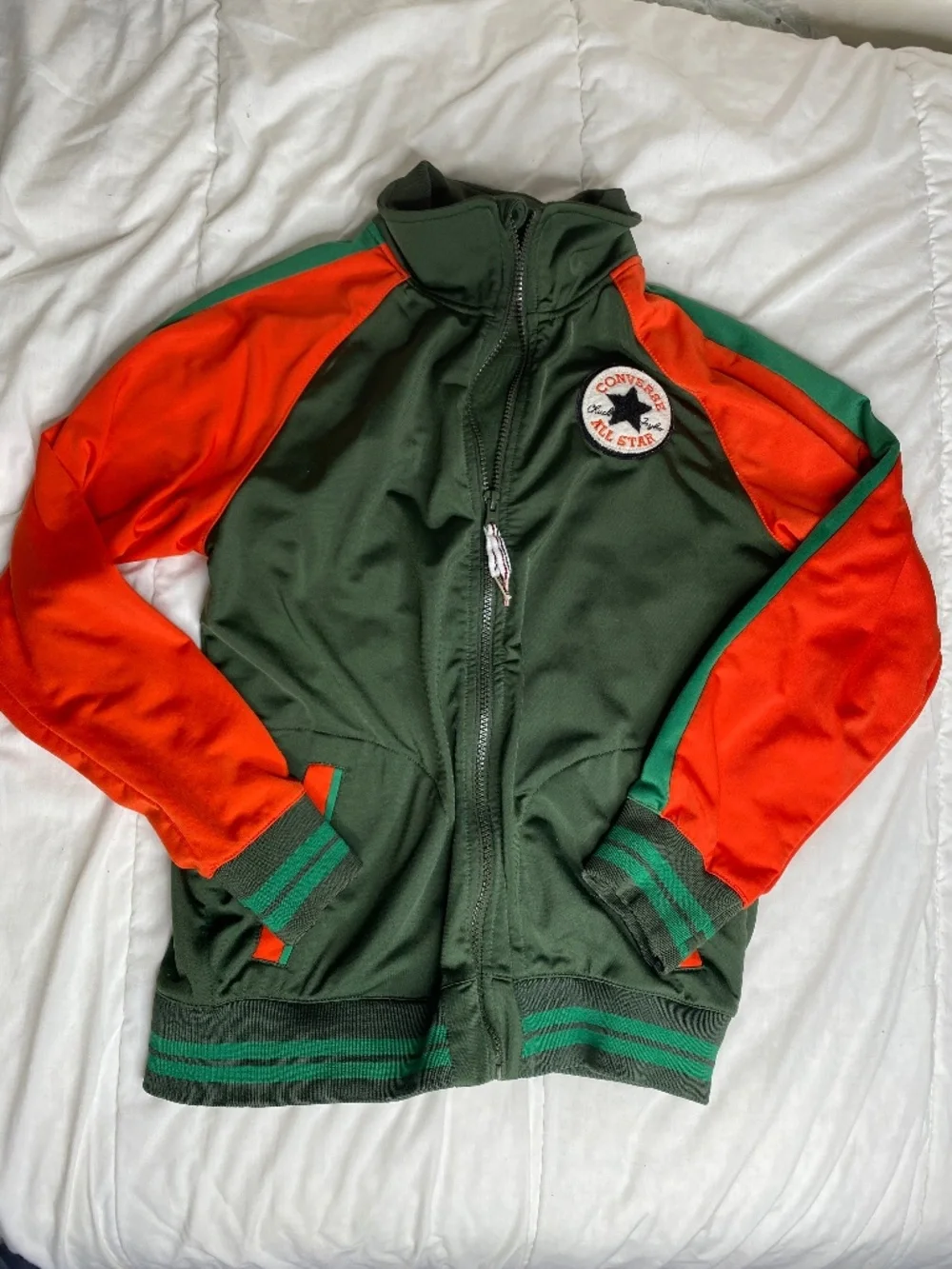 RARE Vintage Converse Track Jacket Green and Orange